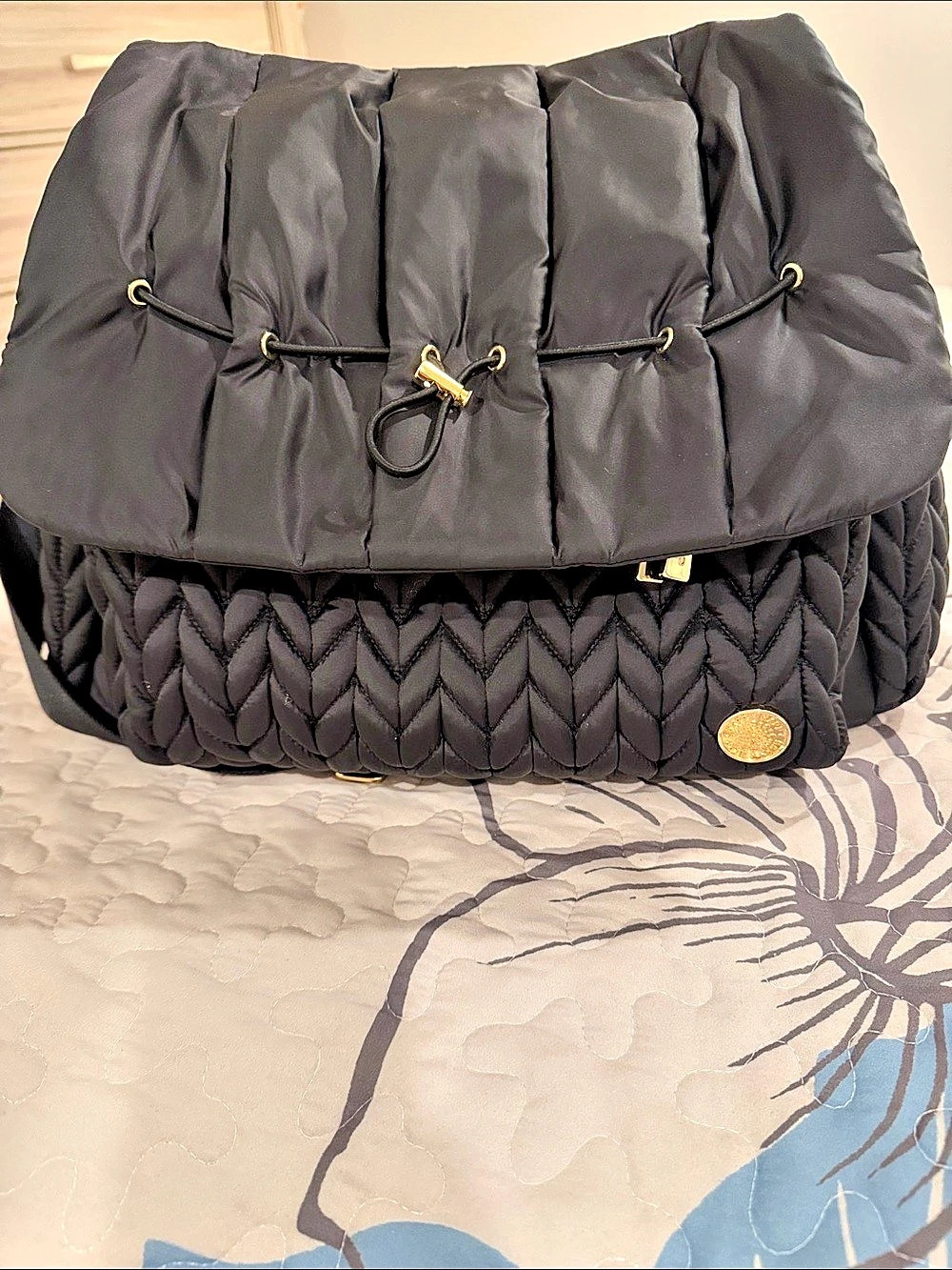 HAPP Quilted Backpack in Black Like New